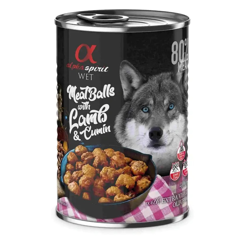 Alpha Spirit Canine Albondigas Cordero Comino Caja 6X400Gr