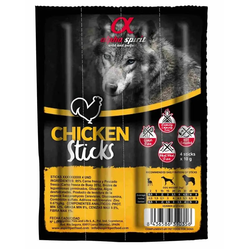 Alpha Spirit Canine Barritas Pollo 16X4Uds