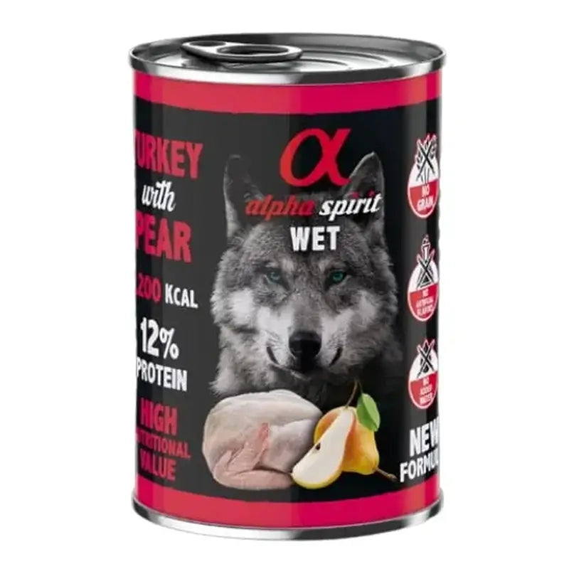 Alpha Spirit Canine Pavo Con Pera Lata 6X400Gr