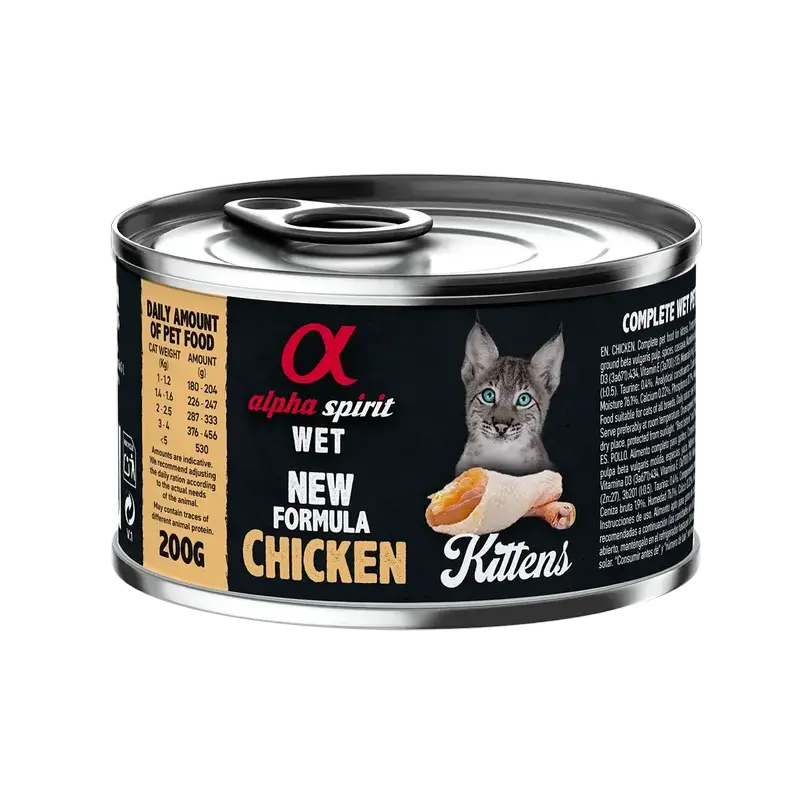 Alpha Spirit Feline Kitten Pollo Lata Caja 6X200Gr