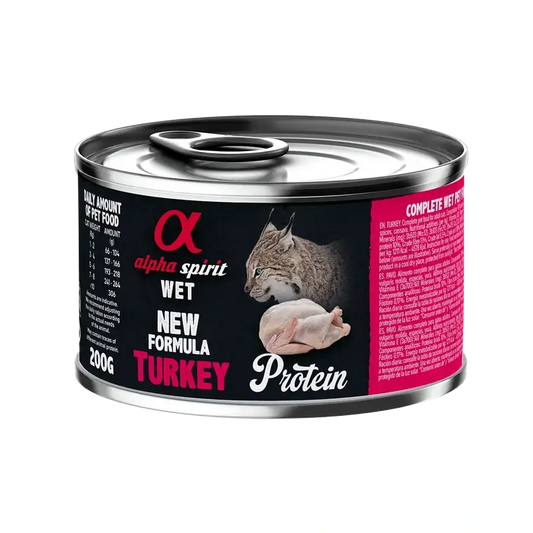 Alpha Spirit Feline Pavo Lata Caja 6X200Gr