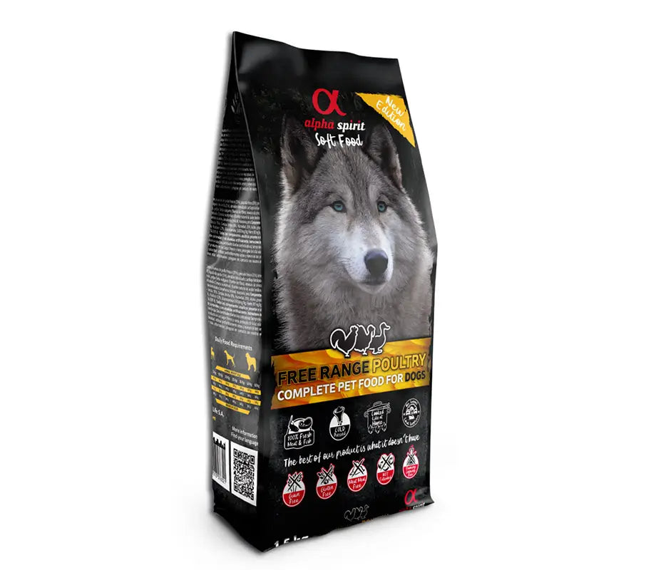 Alpha Spirit Canine Adult Aves Corral Semihumedo 1,5Kg, pienso para perros