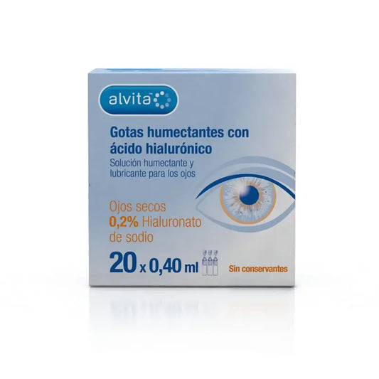 Alvita Gotas Humectantes Con Ácido Hialurónico 20X0,4 Ml, 20 Unidades x 0,4 ml