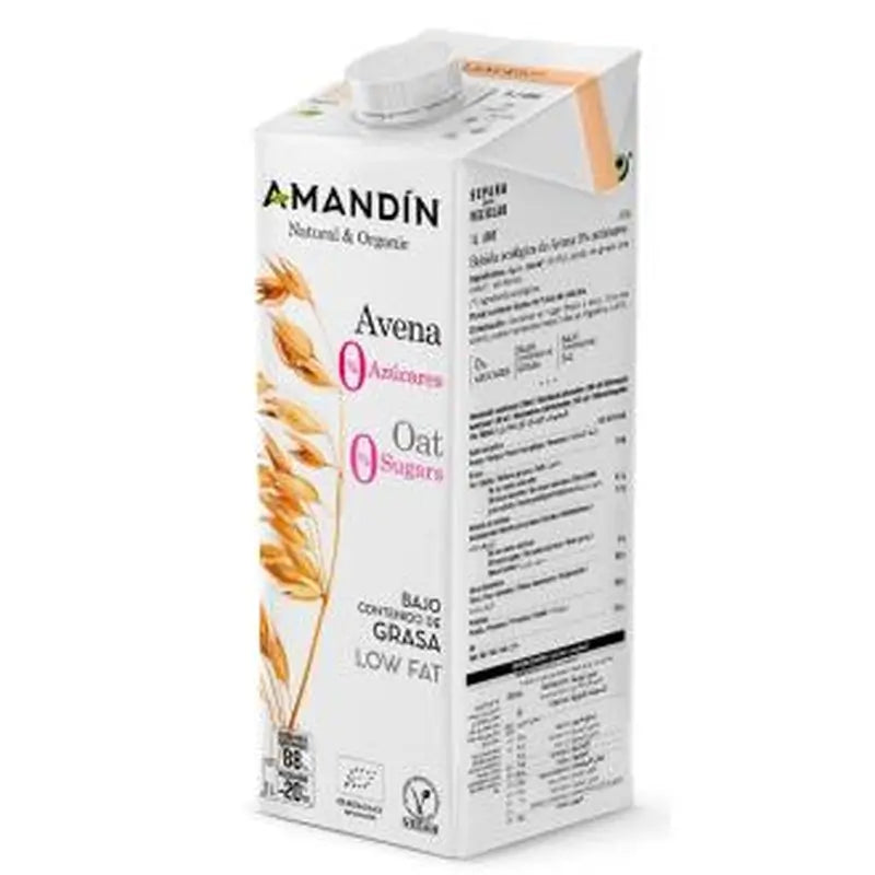 Amandin Bebida Vegetal De Avena 0% Azucares 1Lt 6Uds. Bio