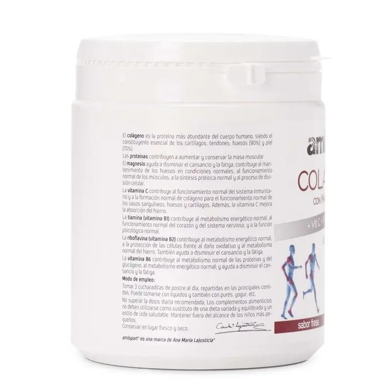 Amlsport Colageno Con Magnesio + Vit C B1 B2 B6 Fresa , 350 gr   