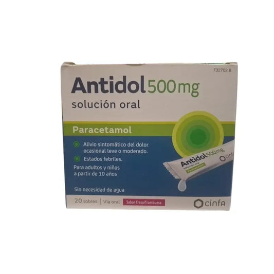 Antidol 500 Mg 20 Sobres Solución Oral, 20 sobres solución oral de 5 ml