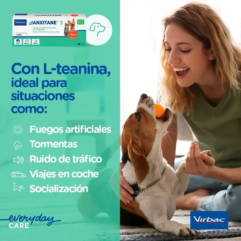 Virbac Anxitane M/L, 30 Comprimidos Relajantes Para Perros +10Kg