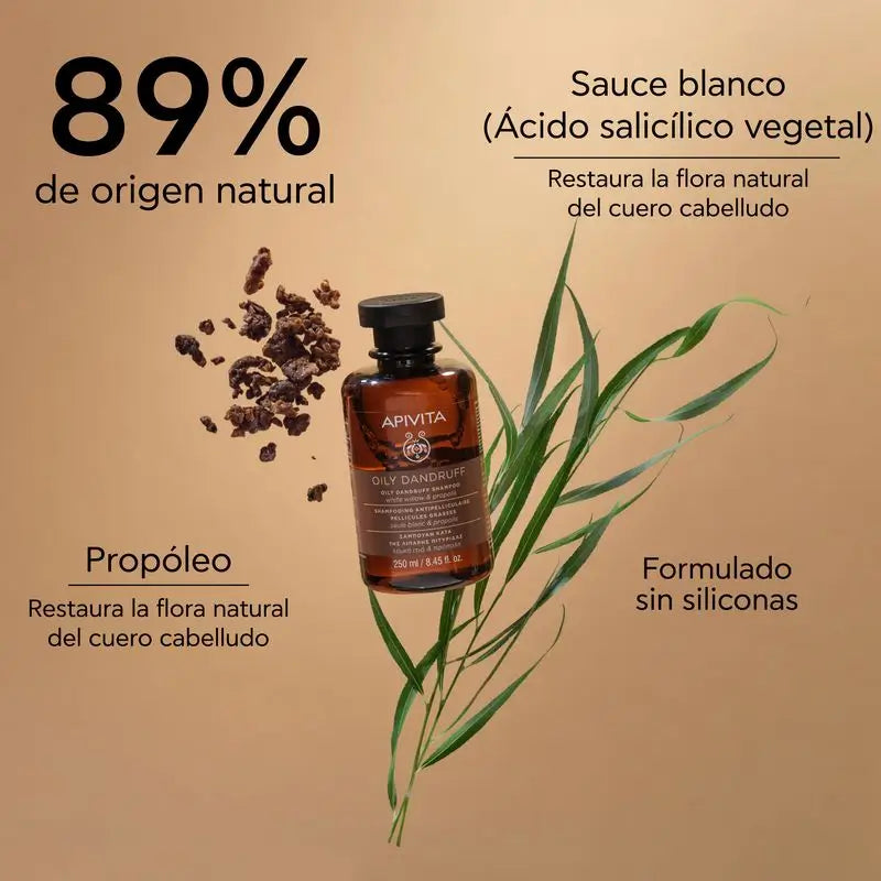 APIVITA Champú Anticaspa Grasa con Sauce Blanco & Propóleo 250 ml