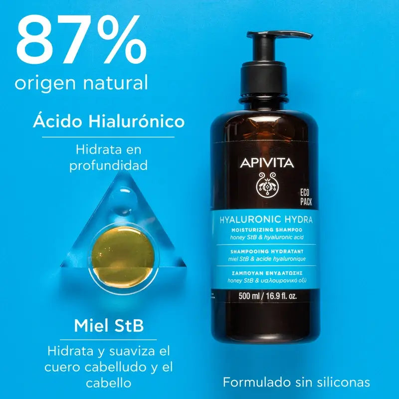 Apivita Champú Hyaluronic Hydra, 500 Ml