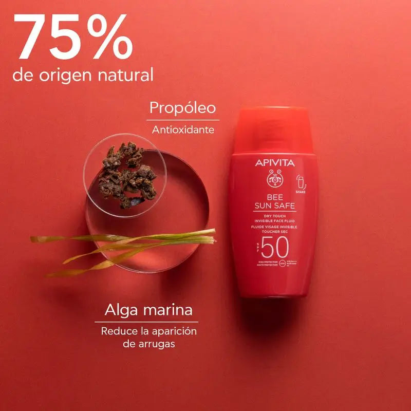 APIVITA Fluido Facial Invisible Toque Seco SPF 50, 50 ml