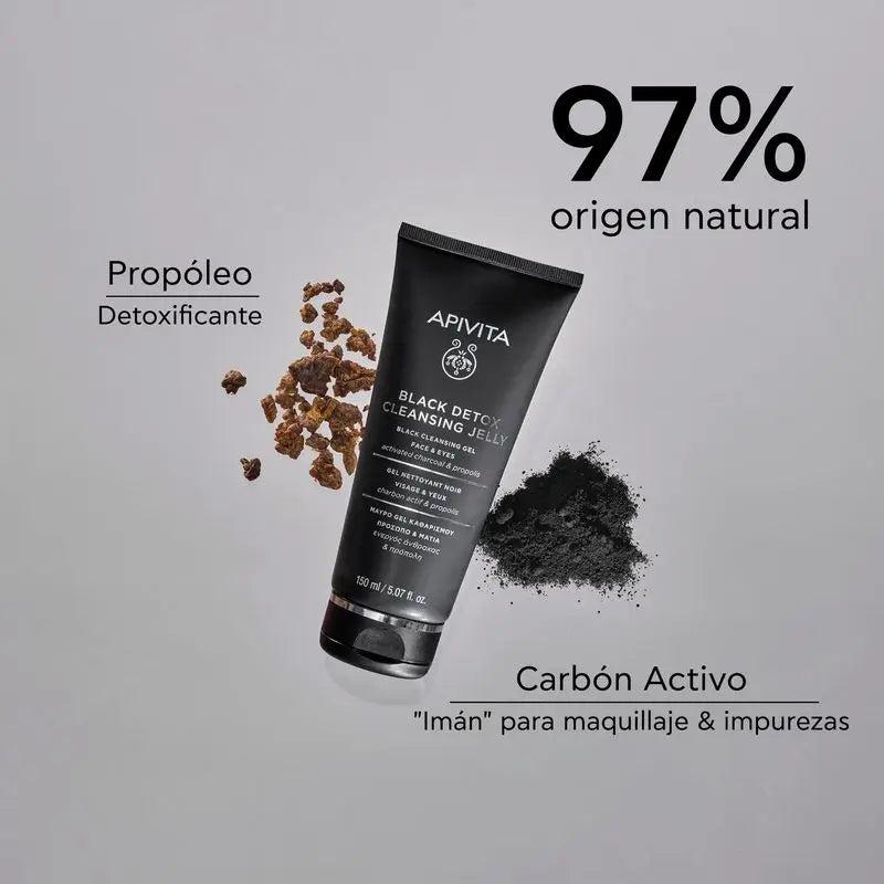 APIVITA Limpiador Detox Negro con Carbón Activo y Propóleo 150 ml