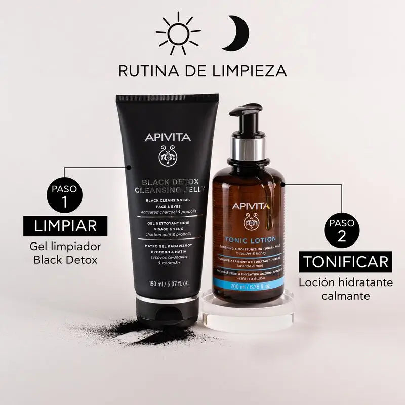 APIVITA Limpiador Detox Negro con Carbón Activo y Propóleo 150 ml