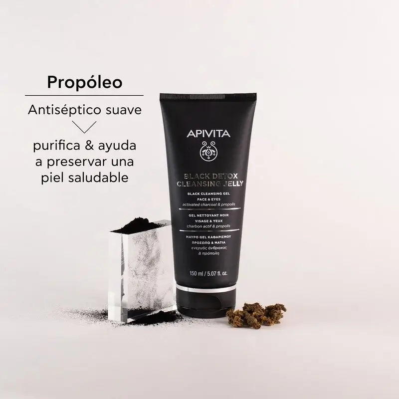 APIVITA Limpiador Detox Negro con Carbón Activo y Propóleo 150 ml