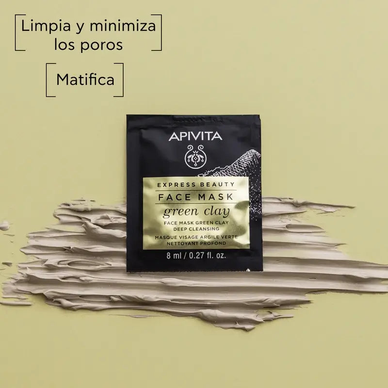 APIVITA Mascarilla Facial Limpieza Profunda con Arcilla Verde 2 unidades x 8 ml