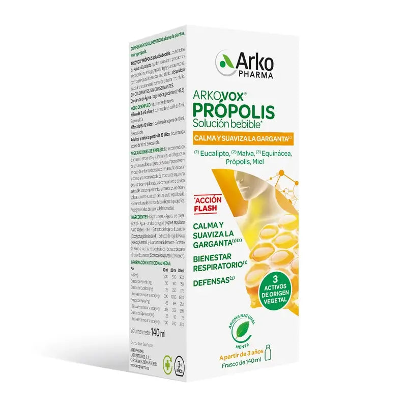 Arkovox Própolis Menta Solución Bebible 140ml Arkopharma