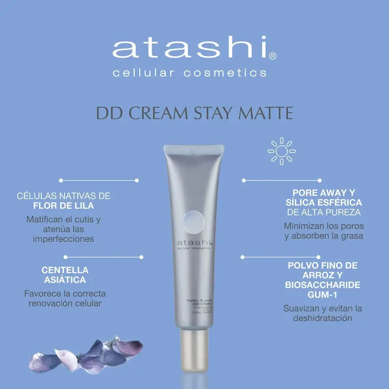 Atashi Fresh & Pure Dd Cream Matificante Stay Matte Tono Medio 40Ml