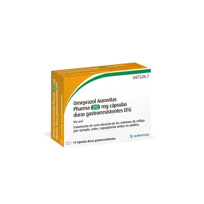 Aurovitas Omeprazol Pharma Efg 20 Mg , 14 cápsulas gastrorresistentes blister