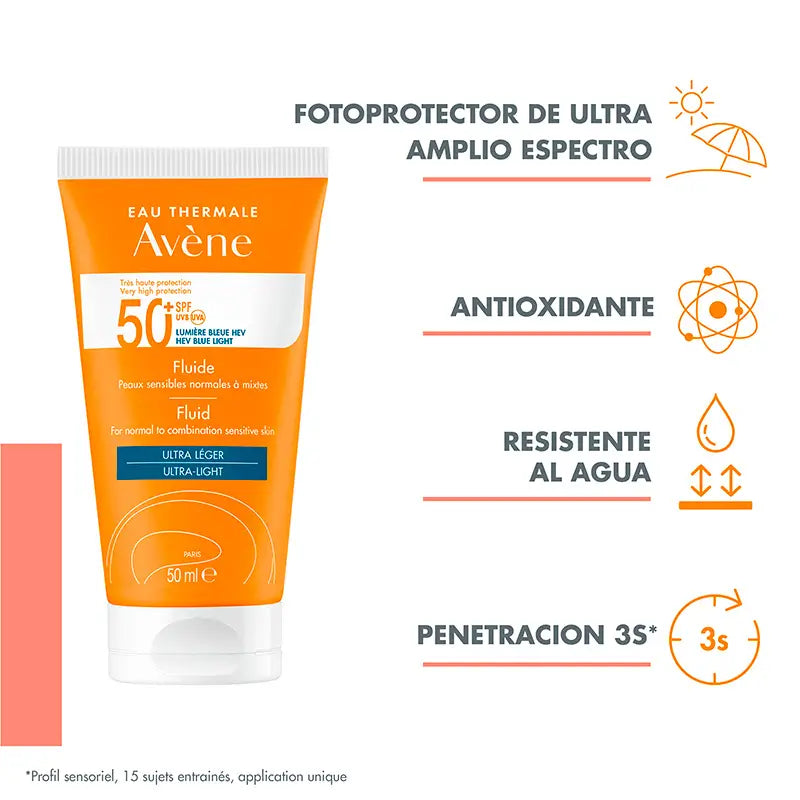 Avene Solar Fluido Oil-Free SPF 50+ 50 ml