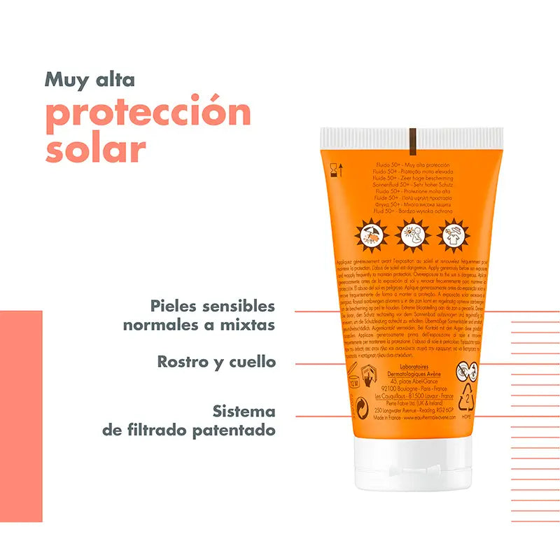 Avene Solar Fluido Oil-Free SPF 50+ 50 ml