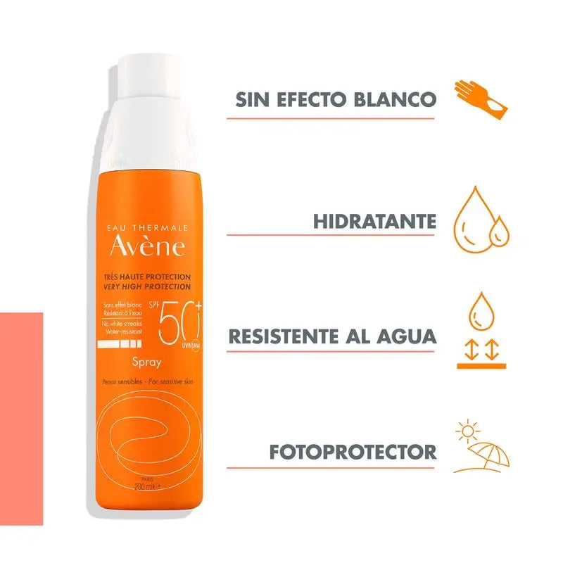 Avene Solar Spray Pieles Sensibles SPF 50+ 200 ml