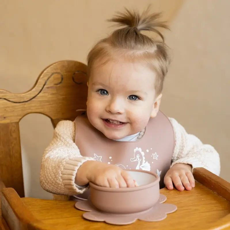 Baboo Babero De Silicona Suave Con Bolsillo Cacao, 4+ Meses, 1 unidad