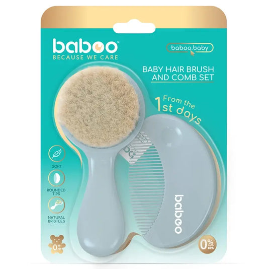 Baboo Set De Cepillo Y Peine Cerdas Naturales 0+ Meses, 2 unidades