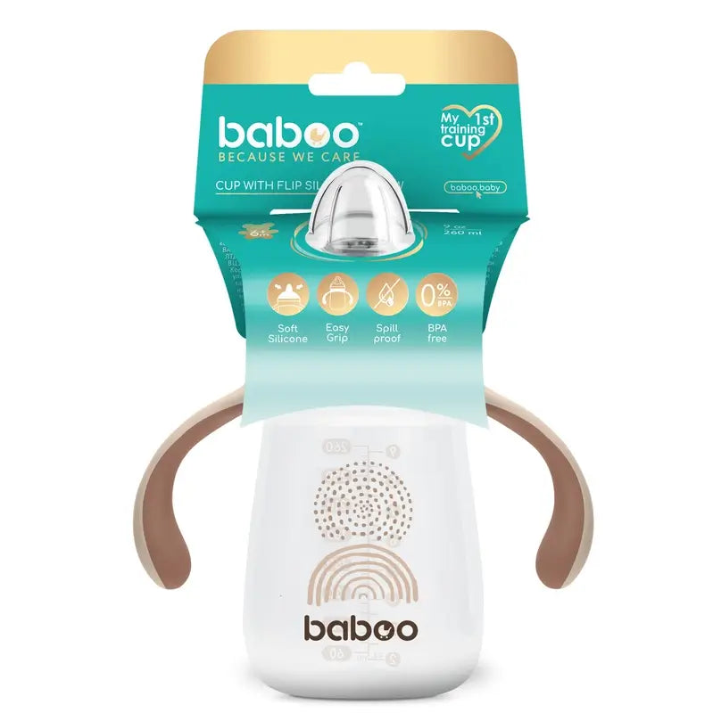 Baboo Vaso De Aprendizaje Con Boquilla De Silicona Au Naturale 6+ Meses, 260 ml