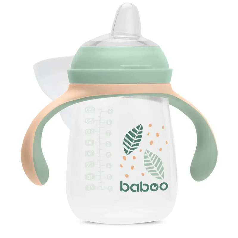 Baboo Vaso De Aprendizaje Con Boquilla De Silicona Peachy Keen 6+ Meses, 260 ml