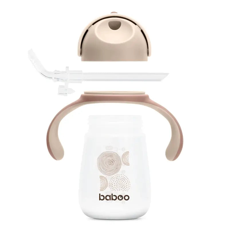 Baboo Vaso De Aprendizaje Con Pajita De Silicona Au Naturale 9+ Meses, 260 ml