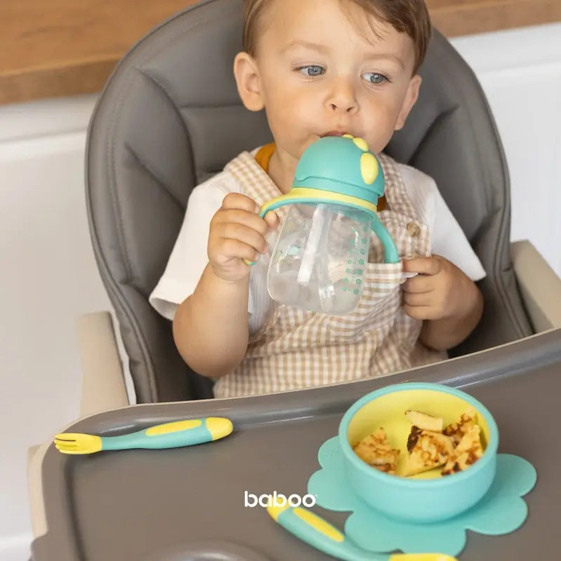 Baboo Vaso De Aprendizaje Con Pajita De Silicona Lagoon Fiesta 9+ Meses, 260 ml