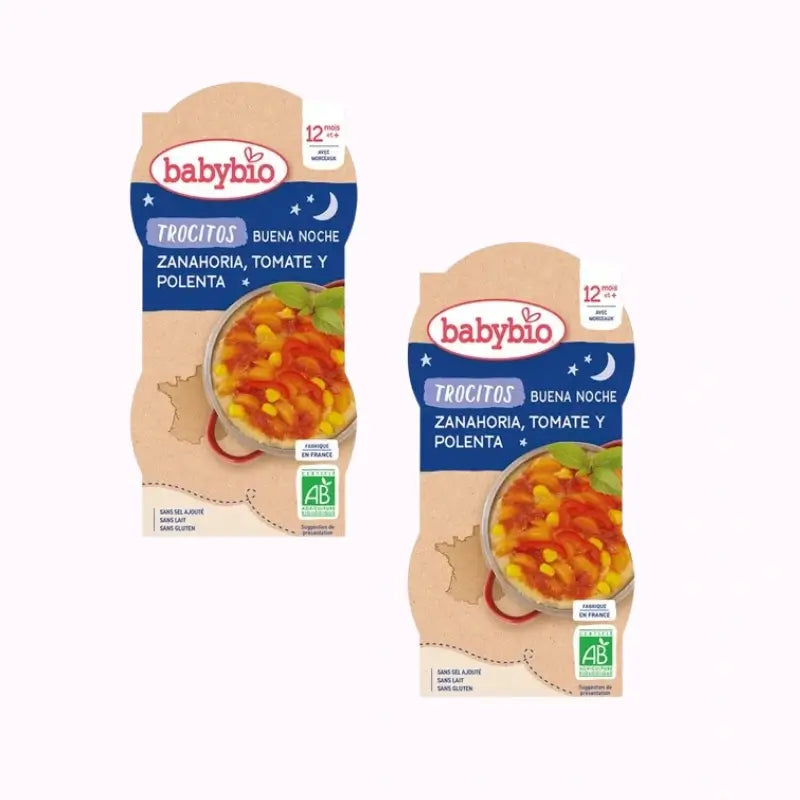 Babybio Buena Noche Trocitos Pisto de Verduras con Arroz, Pack 2 x 2X200 gr