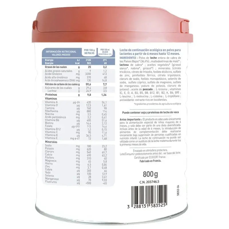 Babybio Caprea 2 Leche de Cabra Desde 6 Meses, 3 x 800 gr