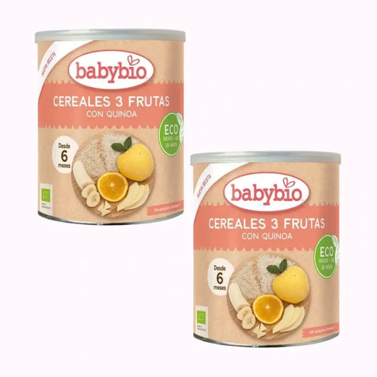 Babybio Cereales 3 Fruta & Quinoa, Pack 2 x 220 gr