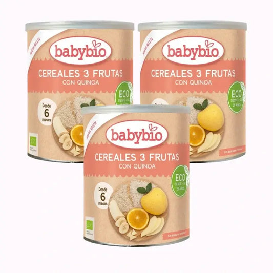 Babybio Cereales 3 Fruta & Quinoa, Pack 3 x 220 gr