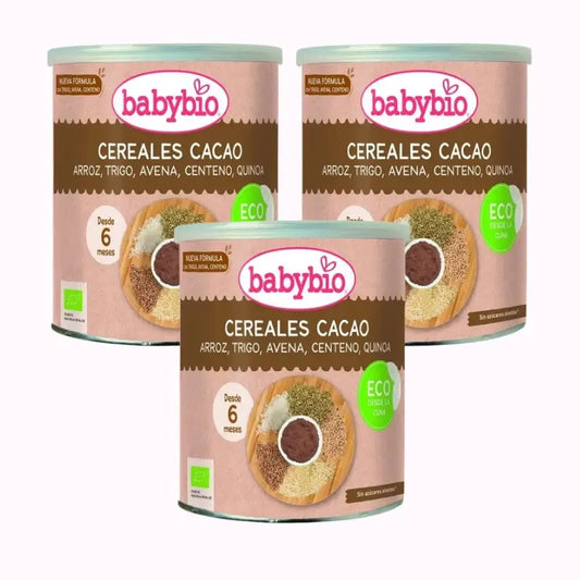 Babybio Cereales Cacao & Quinoa, Pack 3 x 220 gr