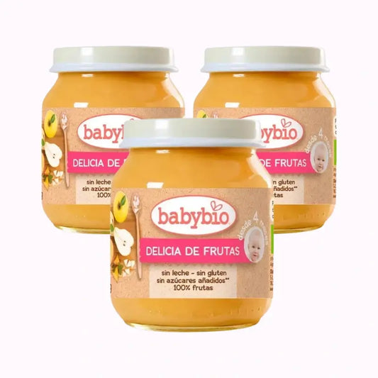 Babybio Delicia de Fruta, Pack 3 x 130 gr