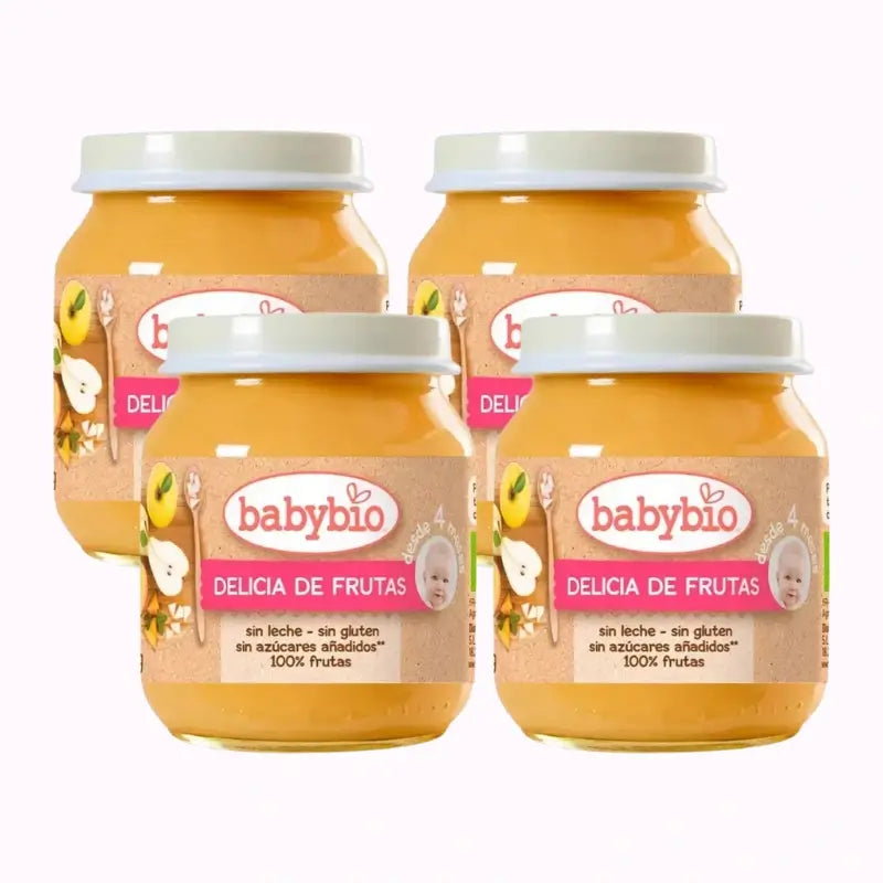 Babybio Delicia de Fruta, Pack 4 x 130 gr