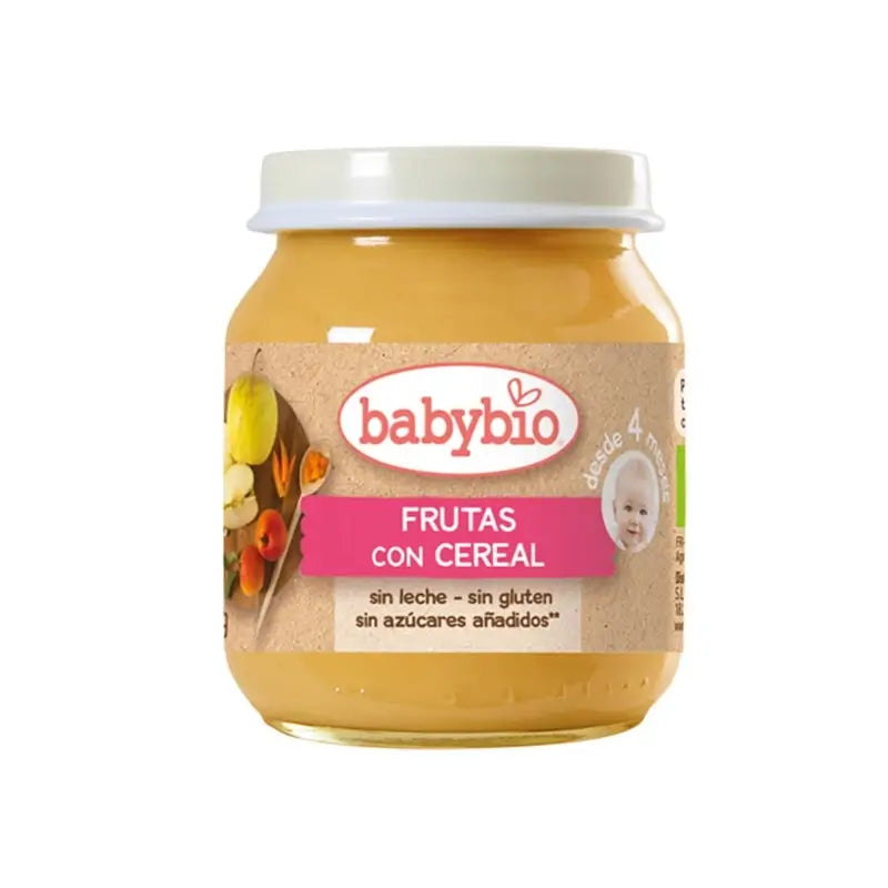 Babybio Frutas con Cereales, 130 gr