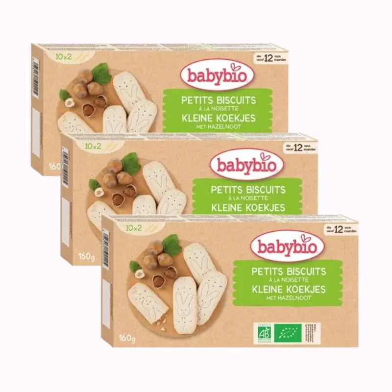 Babybio Galletas Crecimiento Avellana, Pack 3 x 160 gr