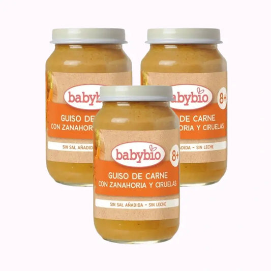 Babybio Guiso De Carne Con Zanahoria Y Ciruelas, Pack 3 x 200 gr