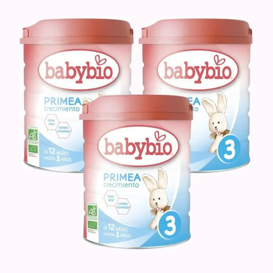 Babybio Leche Primea 3 Vaca Crecimiento 12-3Años, Pack 3 x 800G Bio