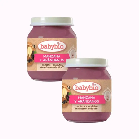 Babybio Manzana Arandanos, Pack 2 x Arandanos, 130g