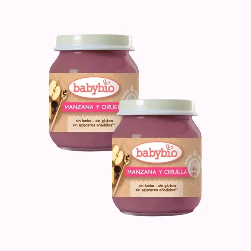 Babybio Manzana Ciruela, Pack 2 x Ciruela, 130g