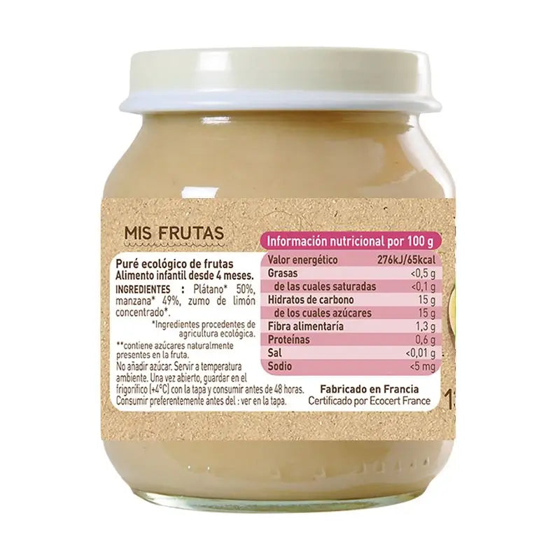 Babybio Manzana Platano, 130 gr