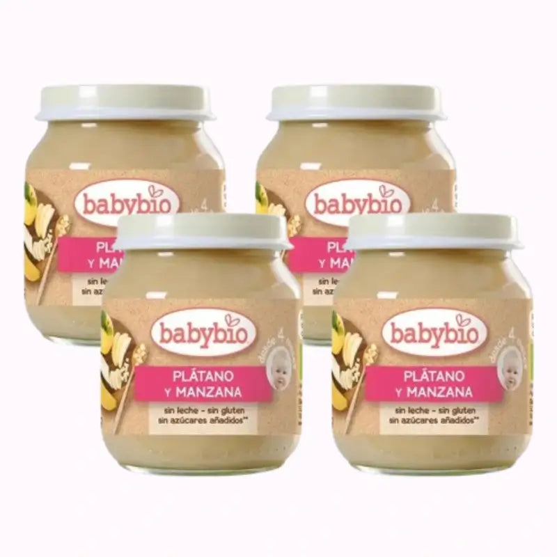 Babybio Manzana Platano, Pack 4 x 130 gr