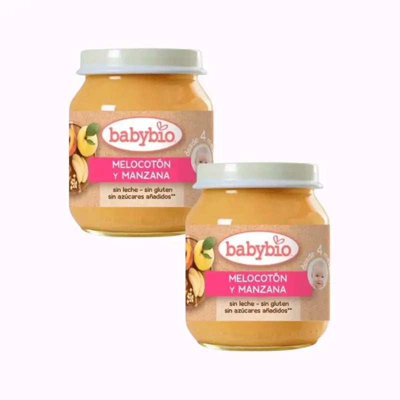 Babybio Melocoton-Manzana, Pack 2 x 130 gr