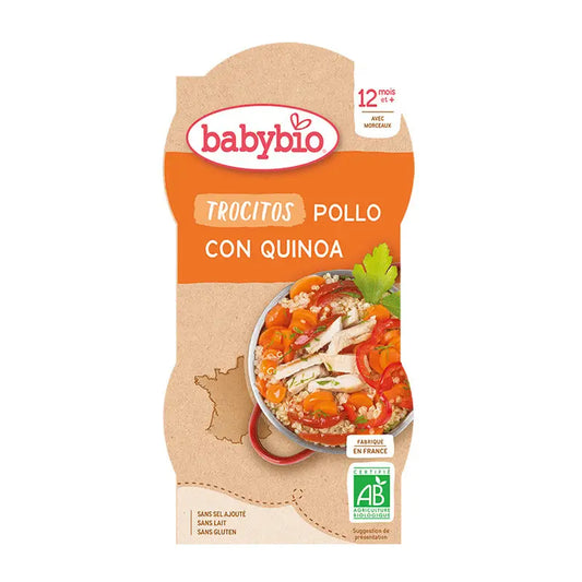 Babybio Menu de Dia Trocitos Pollo Quinoa, 2X200 gr