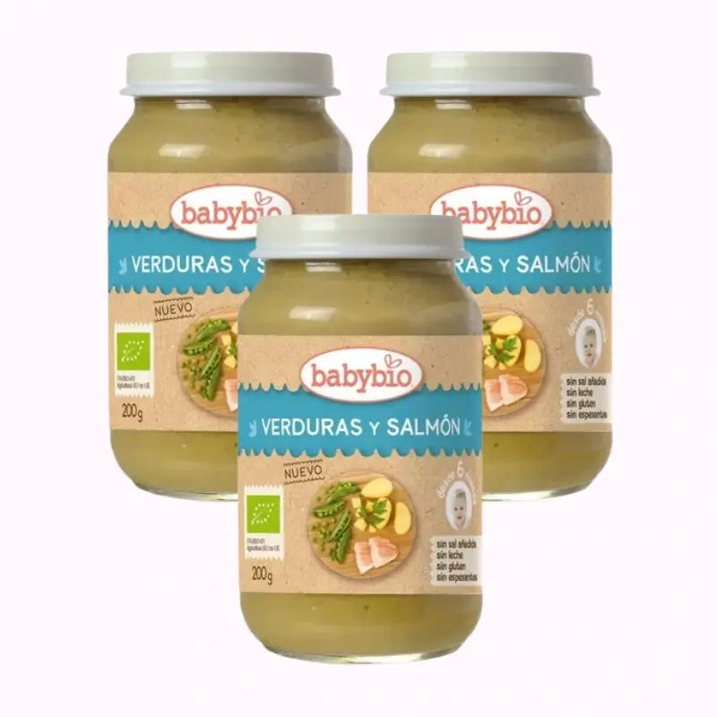 Babybio Menu Tradición Salmón, Pack 3 x 200 gr