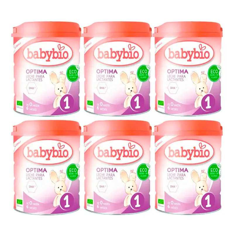 Babybio Optima 1 Leche de Vaca 0-6 Meses, Pack 6 x 800 gr