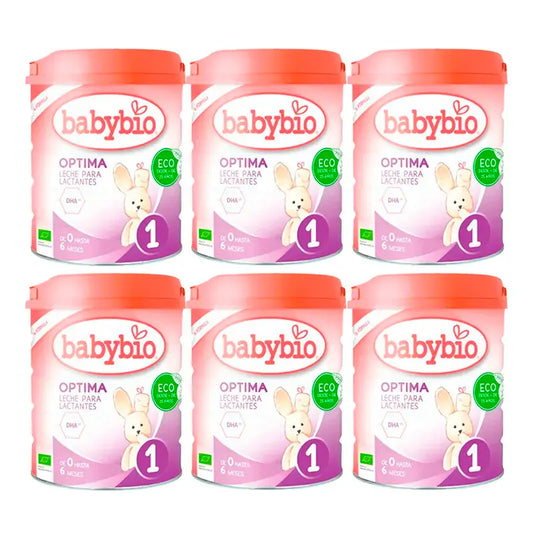 Babybio Optima 1 Leche de Vaca 0-6 Meses, Pack 6 x 800 gr